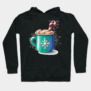 Christmas mug with hot chocolate and marshmallows Hoodie